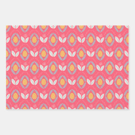 Ostergepflegtes Muster Schafe und Blume Geschenkpapier Set