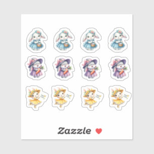 OsterGirl Bunnies in Hübschen Kleider Aufkleber