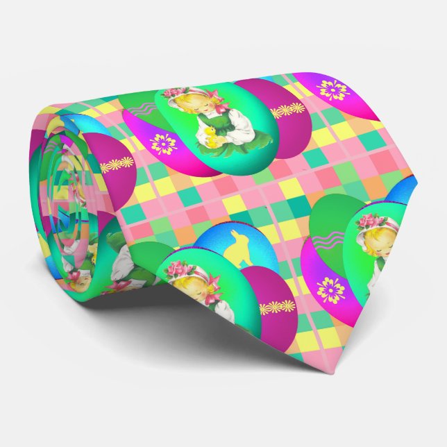 OsterGirl Osterkichel und Ostereier Kariert Krawatte (Gerollt)