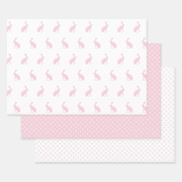 OsterGirly Pink Bunnies und Polka Dots Muster. Geschenkpapier Set