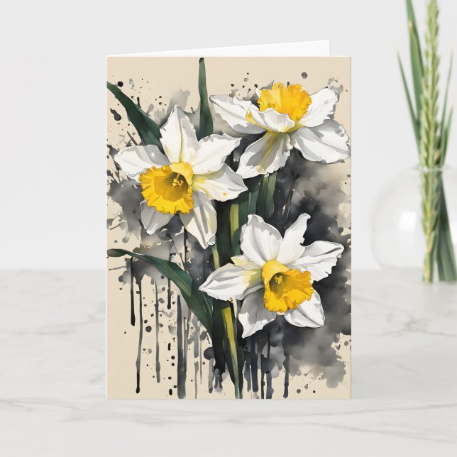 Osterglocke - Aquarellblumen Karte (Vorderseite)