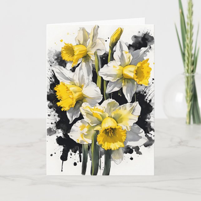 Osterglocke - Aquarellblumen Karte (Vorderseite)