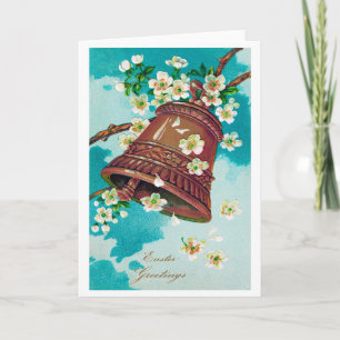 Osterglocke und Kirschblüten im Vintage-Stil Karte