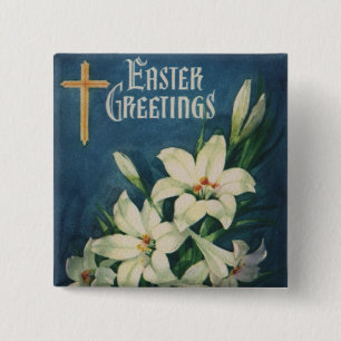 Osterglocken Blumen, Vintage religiöse Ostern Button