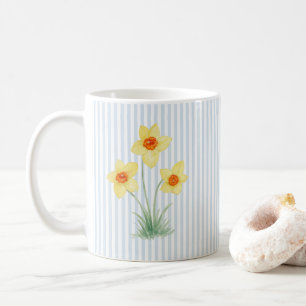 Osterglocken Frühjahrsblumenmalerei Blaustreifen Kaffeetasse