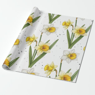 Osterglocken-Frühlingsblumen in sanftem Gelb und G Geschenkpapier