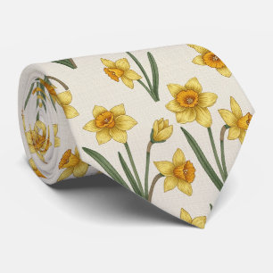 Osterglocken-Frühlingsblumen in sanftem Gelb und G Krawatte