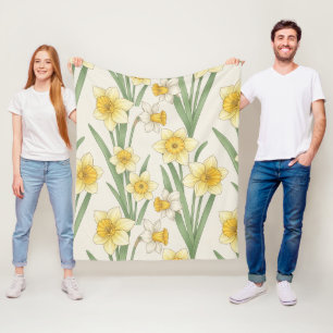 Osterglocken-Frühlingsflorales in sanftem Gelb und Fleecedecke