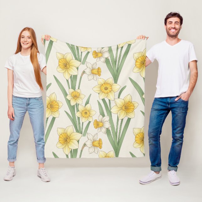 Osterglocken-Frühlingsflorales in sanftem Gelb und Fleecedecke (Beispiel)