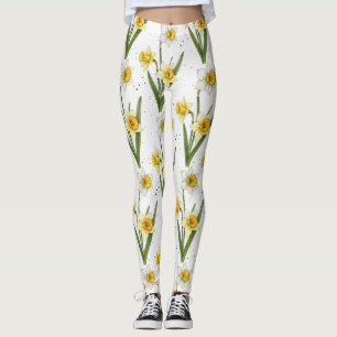 Osterglocken-Frühlingsflorales in sanftem Gelb und Leggings