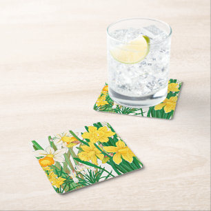 Osterglocken-Holzschnitt Rechteckiger Pappuntersetzer