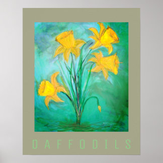 Osterglocken im Frühling. Acryl- und Digitalmalere Poster