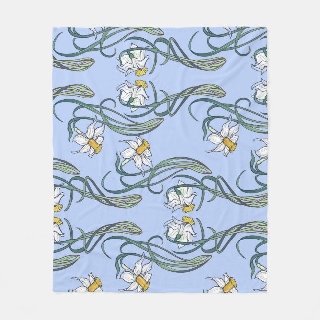 Osterglocken Kunst: Jugendstil Frühling Fleecedecke (Vorderseite)