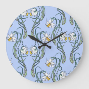 Osterglocken Kunst: Jugendstil Frühling Große Wanduhr