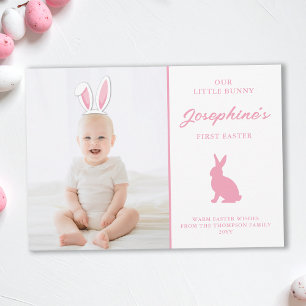 Osterglück-Fotokarte für Babys 1. Ostern mit rosa  Karte