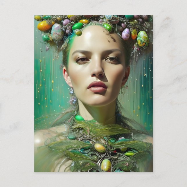 Ostergoddess AI generierte Fantasie-Kunst Postkarte (Vorderseite)