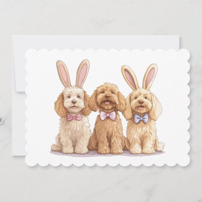 Ostergoldendoodle-Hunde Feiertagskarte (Vorderseite)