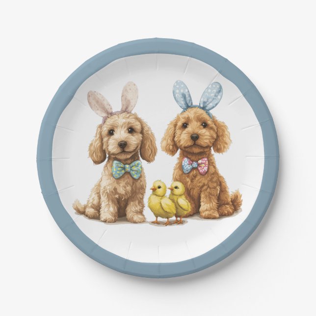 Ostergoldendoodle-Hunde Pappteller (Vorderseite)