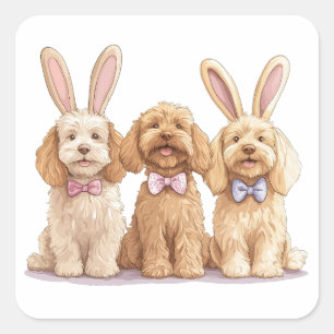 Ostergoldendoodle-Hunde Quadratischer Aufkleber