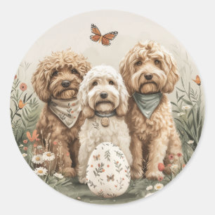 Ostergoldendoodle-Hunde Runder Aufkleber
