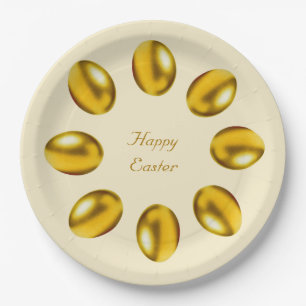 Ostergoldene Eier auf Beige Pappteller