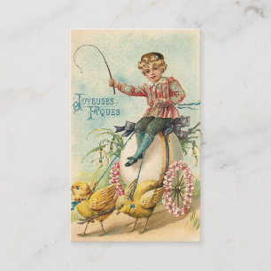 Ostergruß mit Vintage-Jungen und Küken Visitenkarte
