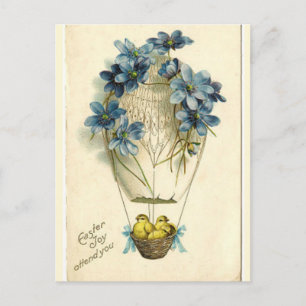 Ostergruß mit Vintage-Küken im Eierschalenballon Postkarte