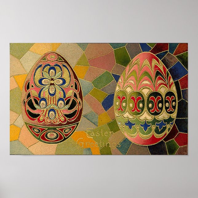 Ostergruß Vintag gestrichene Eier Poster (Vorne)