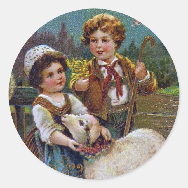Ostergrüße 1908 runder aufkleber (Vorderseite)
