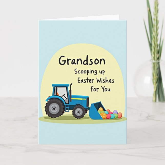 Ostergrüße an den Enkel Traktor Karte (Vorderseite)