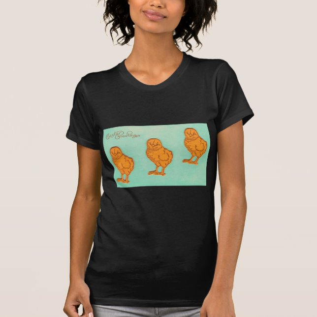 Ostergrüße Chicks Grün T-Shirt (Vorderseite)