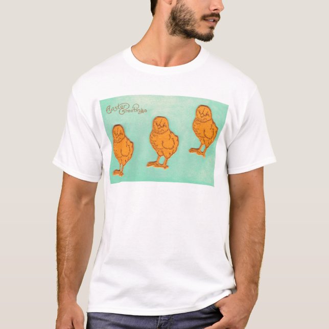 Ostergrüße Chicks Grün T-Shirt (Vorderseite)