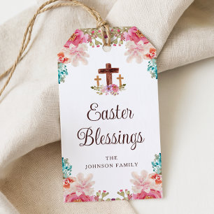 Ostergrüße Elegantes florales Kreuz Geschenkanhänger