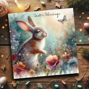Ostergrüße Glücklicher Hase Blumen Christlich Feiertagskarte