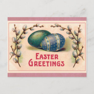 Ostergrüße im Vintage-Stil Ei Pink Postkarte
