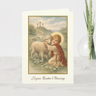 Ostergrüße im Vintage-Stil mit religiösen Segnunge Feiertagskarte