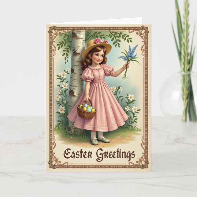 Ostergrüße Karte mit Blumenmotiv (Vorderseite)