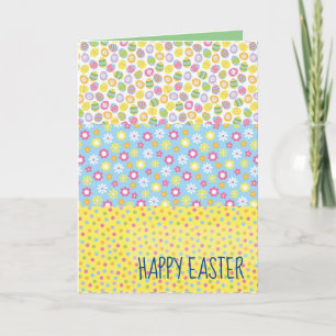 Ostergrüße mit Ostereiern und Frühlingsblumen Kart Karte
