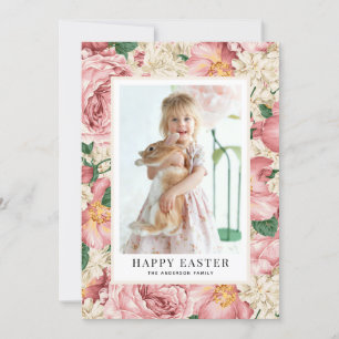 Ostergrüße mit Vintage-Rosen und Hortensien-Foto Feiertagskarte
