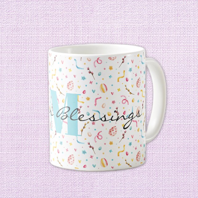 Ostergrüße-Monogramm 11oz Classic-Kaffeetasse Kaffeetasse (Von Creator hochgeladen)
