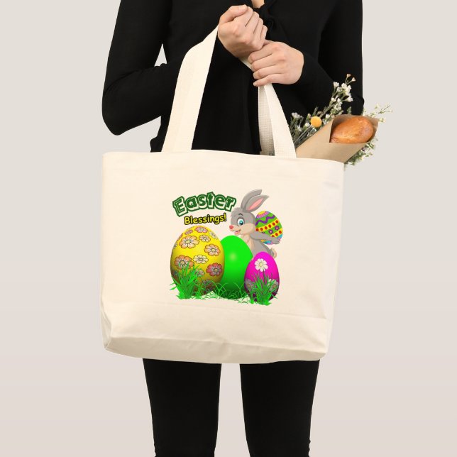 Ostergrüße-Oster-Tragetasche Jumbo Stoffbeutel (Vorderseite (Produkt))