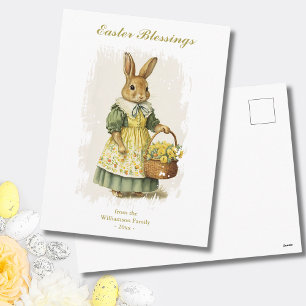 Ostergrüße Vintage-Hase Custom-Text Feiertagspostkarte