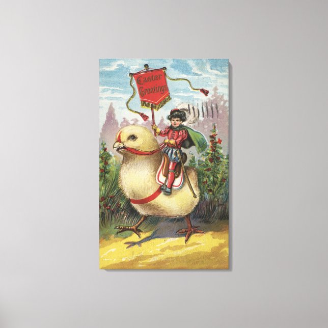OstergrüßePrinz auf einem Kick Leinwanddruck (Vorderseite)