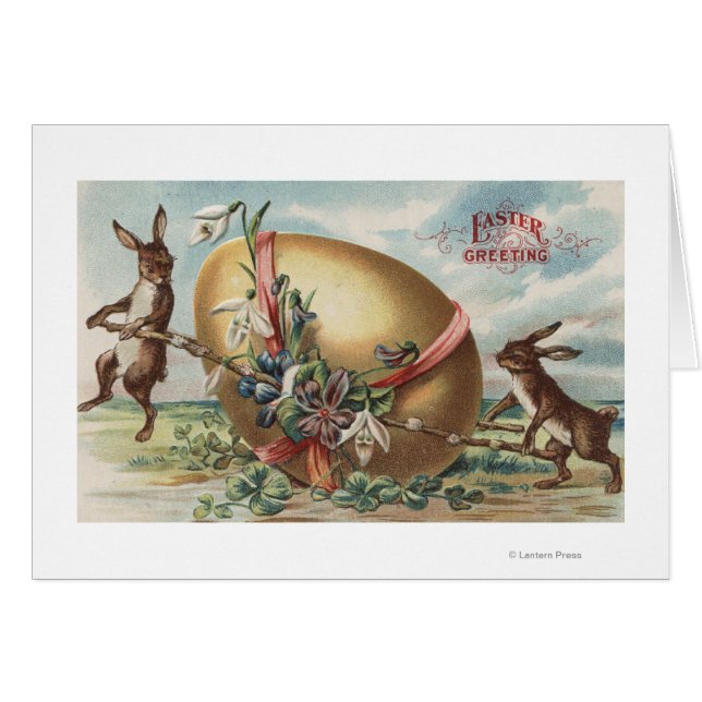 OstergrußKaninchen von einem dekorierten Ei (Vorderseite (Horizontal))