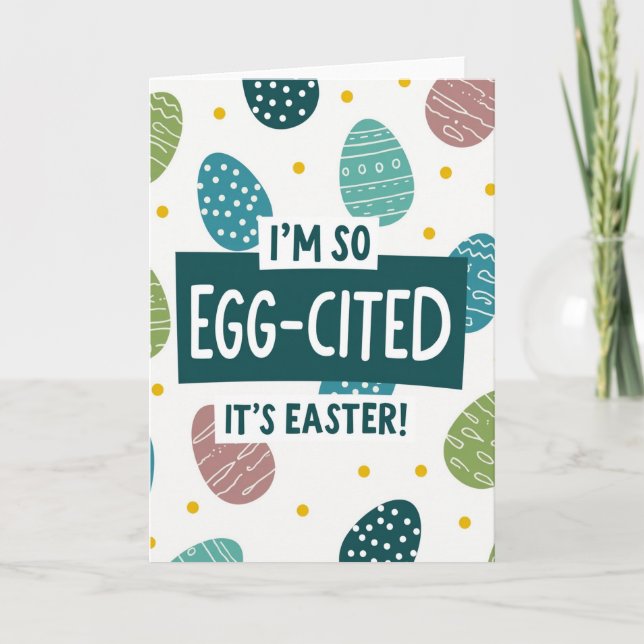 Ostergrußkarte Eggcited Karte (Vorderseite)