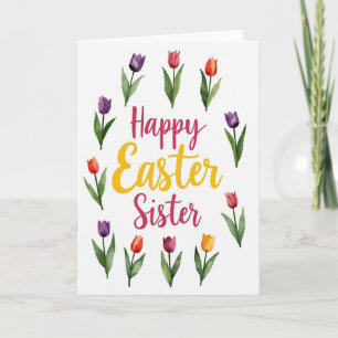 Ostergrußkarte für Schwester mit Blumen Karte