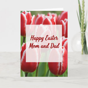 Ostergrußkarte mit roten Tulpen Karte