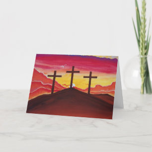 Ostergrußkarte überquert Sonnenuntergang Jesus Art Feiertagskarte