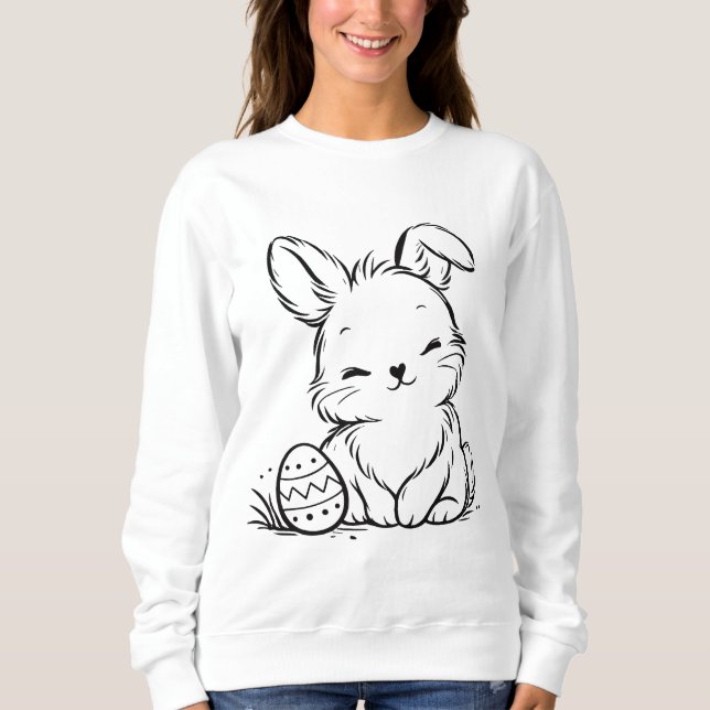 Osterhäschen mit Osterei Sweatshirt (Vorderseite)