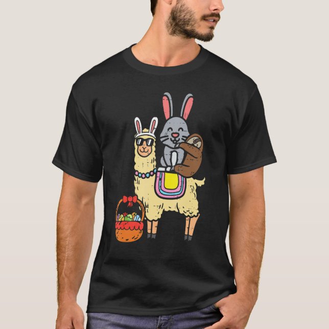 Osterhase am Llama Eizellen Niedlich Alpaca Boys T-Shirt (Vorderseite)